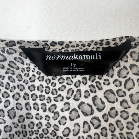 Norma Kamali Cheetah Print Twist Dress Stretch Jersey Grey Animal Print Large - Picture 3 of 10